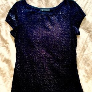 classic sequined top for evening! rayon crepe, not heavy.